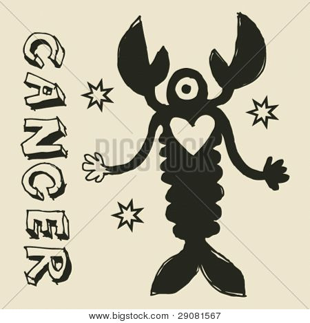 archaistic horoskop, hand dras stjärntecken cancer