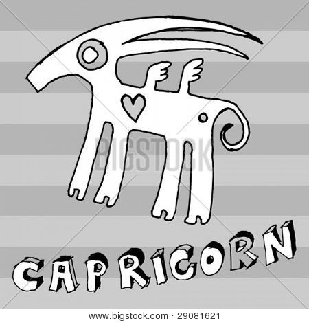 archaistic horoskop, hand dras stjärntecken Stenbocken