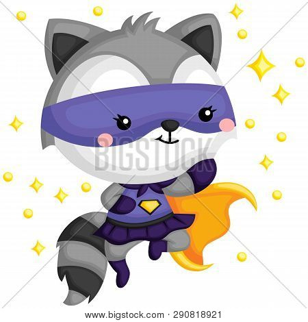 A Vector Of A Raccoon Dressed As Superhero