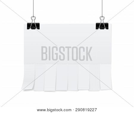 Creative Vector Illustration Of Empty Blank Sheet Paper Advertising With Tear-off Cut Slips Isolated