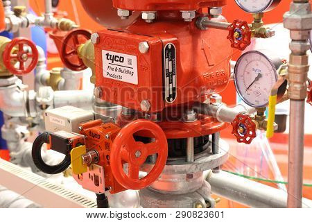 Moscow/rf - 03.20.2019: Automatic Water And Sprinkler Fire Extinguishing System. Fire Extinguishing 