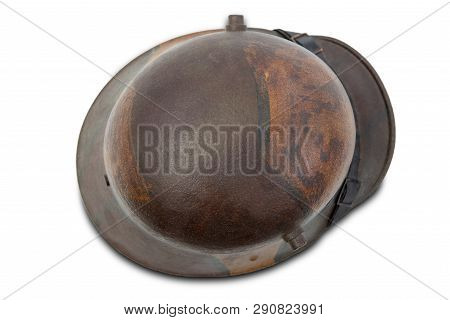 German World War One (stahlhelm) Military Helmet Isolated On White Background