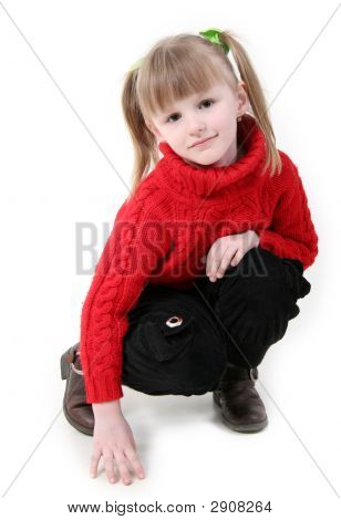 Little Girl In Cardigan rosso