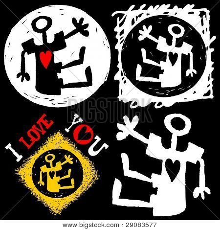 abstract hand drawn icons, doodle lovesick