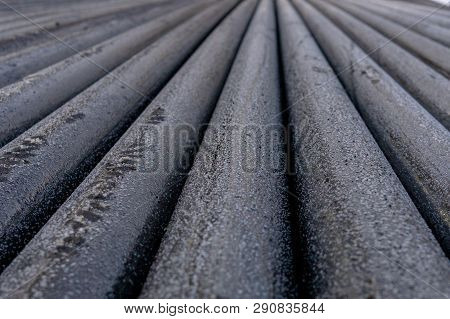 Offshore Industry Oil And Gas Production Petroleum Pipeline. Downhole Drilling Rig. Laying The Pipe 