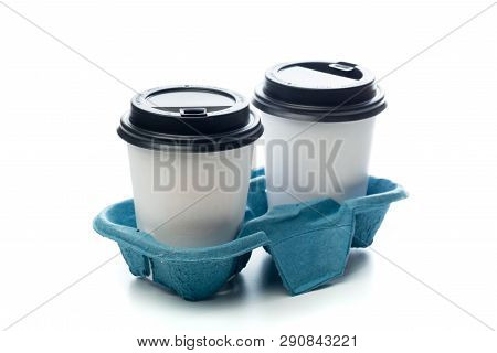 Two Coffee To Go On White Background