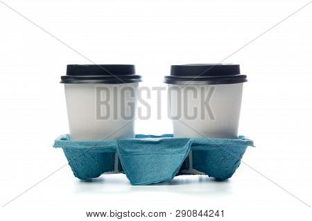 Two Coffee Mugs To Go On White Background- Image