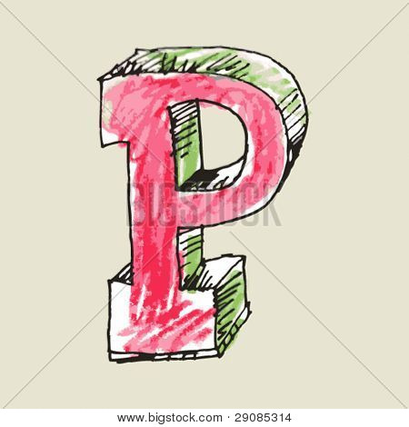 kritor alfabetet, hand dras bokstaven P