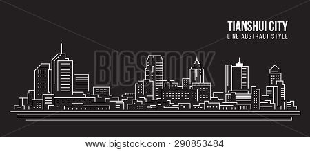 Cityscape Building Line Art Vector Illustration Design -  Tianshui City