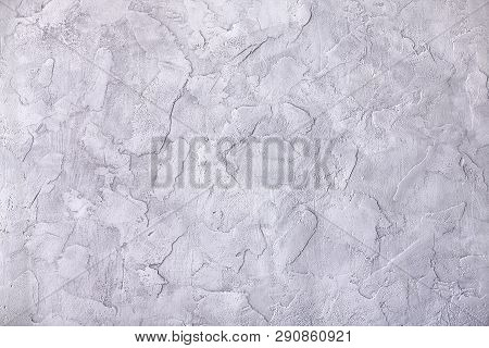 Greyish Lilac (silver) Background - Plastered Wall. Copy Space, For Text Or Isolated.