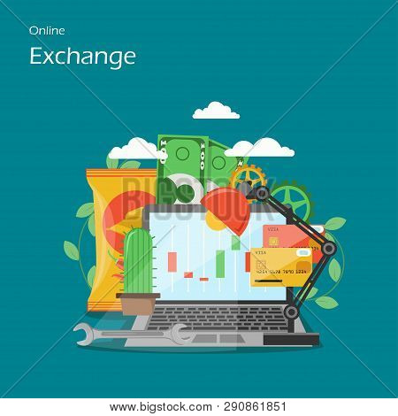 Online Exchange Vector Flat Style Design Illustration