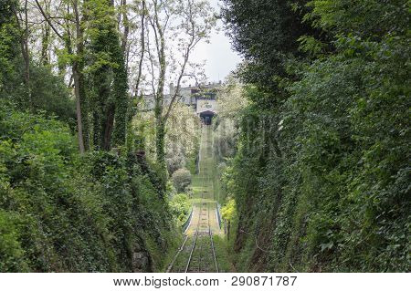 The View Of Oldest Operating Funicular Railroad Between Montecatini Terme And Montecatini Alto, Tusc