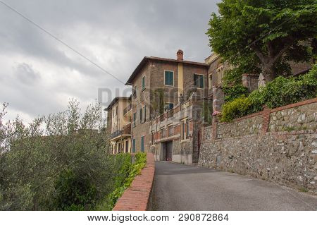 Italy, Montecatini Alto - April 25 2017: The View Of Typical Street Of Montecatini Alto On April 25 
