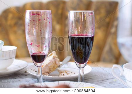 Two Glass Of Red Wine On The Table On Holiday Tasty
