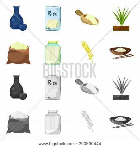 Vector Illustration Of Crop And Ecological Symbol. Set Of Crop And Cooking Stock Vector Illustration