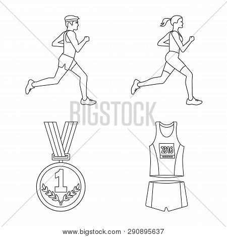 Isolated Object Of Exercise And Sprinter  Icon. Collection Of Exercise And Marathon Stock Vector Ill