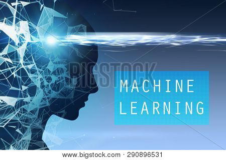 Woman Head Silhouette, Machine Learning Blue
