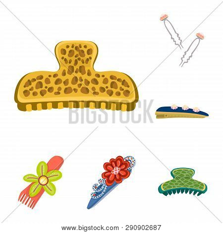 Isolated Object Of Barrette And Hair Sign. Collection Of Barrette And Accessories Stock Symbol For W