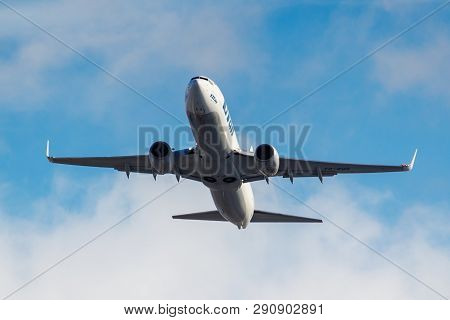 Moscow, Russia - March 20, 2019: Aircraft Boeing 737-8gu(wl) Vq-bqr Of Utair Aviation Takes Off At V