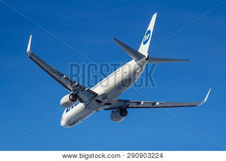 Moscow, Russia - March 20, 2019: Aircraft Boeing 737-8as(wl) Vq-bjf Of Utair Aviation Takes Off At V