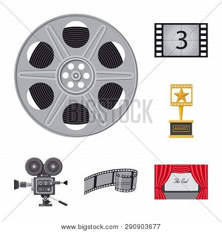 Vector Illustration Of Cinema  And Theater Icon. Set Of Cinema  And Entertainment Vector Icon For St