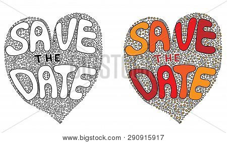 Vector Save The Date Words For Coloring Book