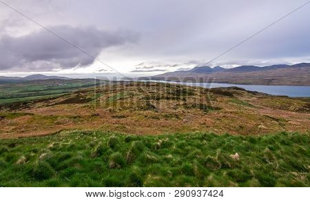 View Of Upland Fields, Barren Landscapes, The Ocean, And Hills On The Island Of Jura, As Seen From T