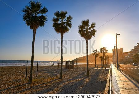 Oropesa de Mar beach La Concha playa sunset in Castellon of Spain