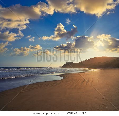 Oropesa de Mar beach La Concha playa sunset in Castellon of Spain