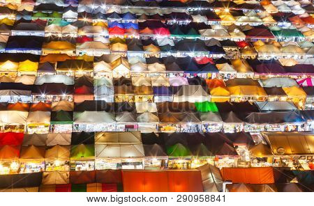 colorful Night Train Market Ratchada, Bangkok, Thailand