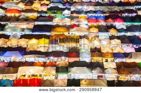 colorful Night Train Market Ratchada, Bangkok, Thailand