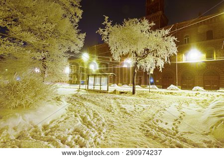 Night City In Winter.