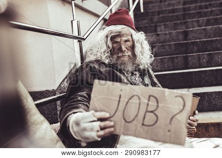 Troubled Almsman Asking Stranger About Any Job For Him.