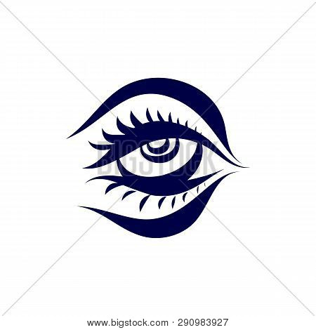 Illustration Of Abstract Human Eye Icon. Isolated On White Background. Sketch For Tattoo, Hipster T-