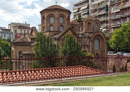Thessaloniki, Greece - September 30, 2017: Аntique Byzantine Church Of Panagia Chalkeon In The Cente