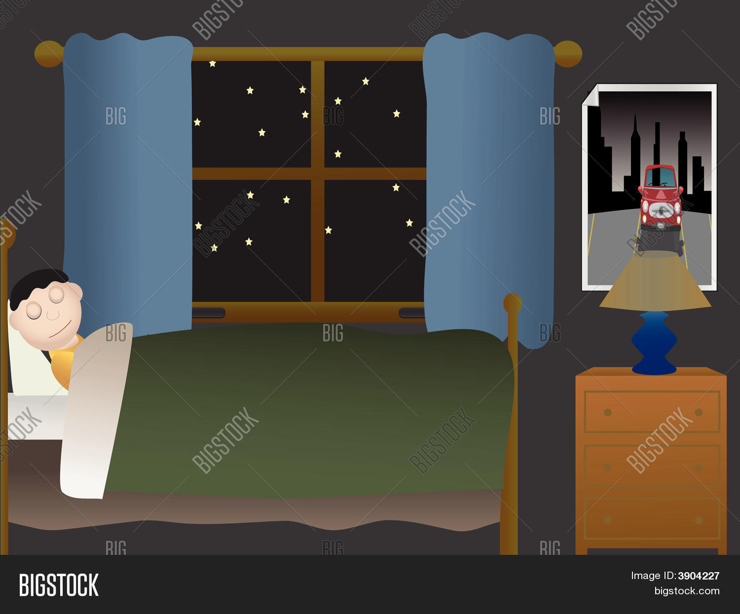Boy Sleeping Dark Bedroom Near Vector & Photo Bigstock
