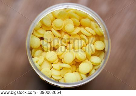 Wax Beans In Box For Hair Removal. Pearl Wax For Depilation Woman Legs Or Bikini Areas. Allergen Fre