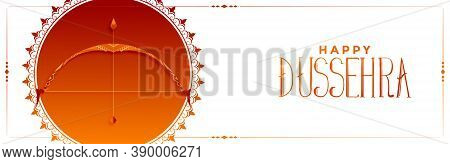 Indain Happy Dussehra Occasion Banner With Bow And Arrow Vector