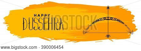 Happy Dussehra Hindu Festival Banner With Bow And Arrow Vector