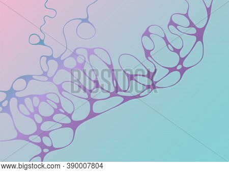 Chain Structure Abstract Futuristic Mint And Deep Purple Vector Background. Curve Lines Network Tiss
