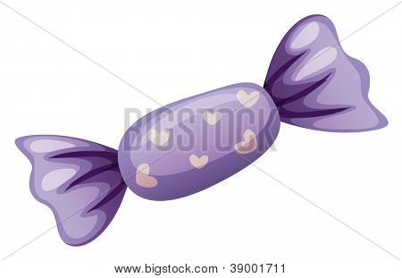 kuvassa violetti karkkia valkoisella pohjalla