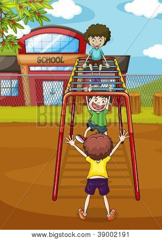 illustrazione di bambini gioco in una splendida natura