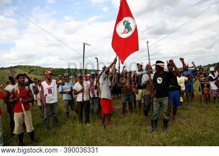 Guaratinga, Bahia / Brazil - February 25, 2008: Member Of The Landless Movement - Mst - Are Seen Dur