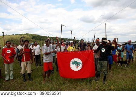 Guaratinga, Bahia / Brazil - February 25, 2008: Member Of The Landless Movement - Mst - Are Seen Dur