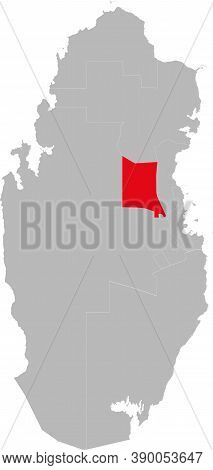 Umm Slal Province Map Isolated On Qatar Map. Geographical Backgrounds.