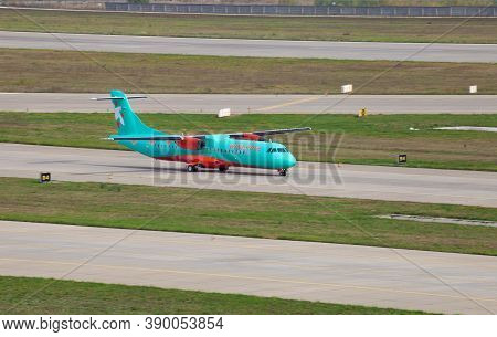 Ukraine, Kyiv - October 10, 2020: Ukrainian Aircraft Of Windrose Airlines. Plane Atr 72-600 Ur-rwc. 