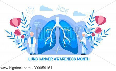 Lung Cancer Awareness Month Concept Vector. Pulmonary Fibrosis, Tuberculosis Illustration For Websit