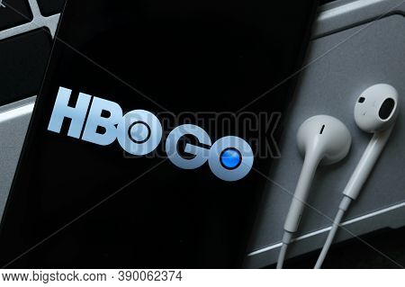 Krakow, Poland - October 07, 2020: Hbo Go Application Sign On The Smartphone Screen. Hbo Go Is A Fam