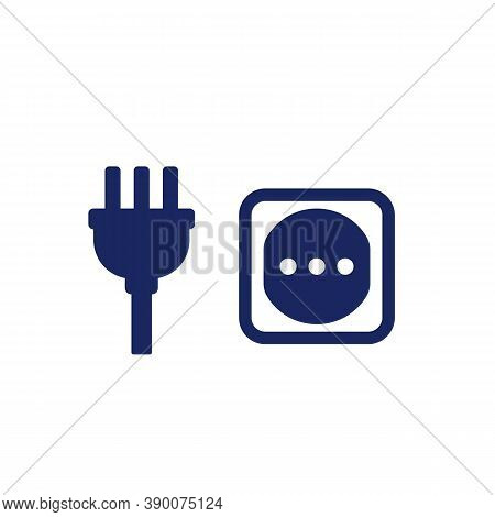 Electrical Plug With 3 Pins And Socket, Vector, Eps 10 File, Easy To Edit