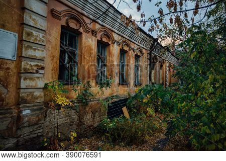 Old Abandoned Haunted Mansion. Former Mercant Gardenin House, Voronezh